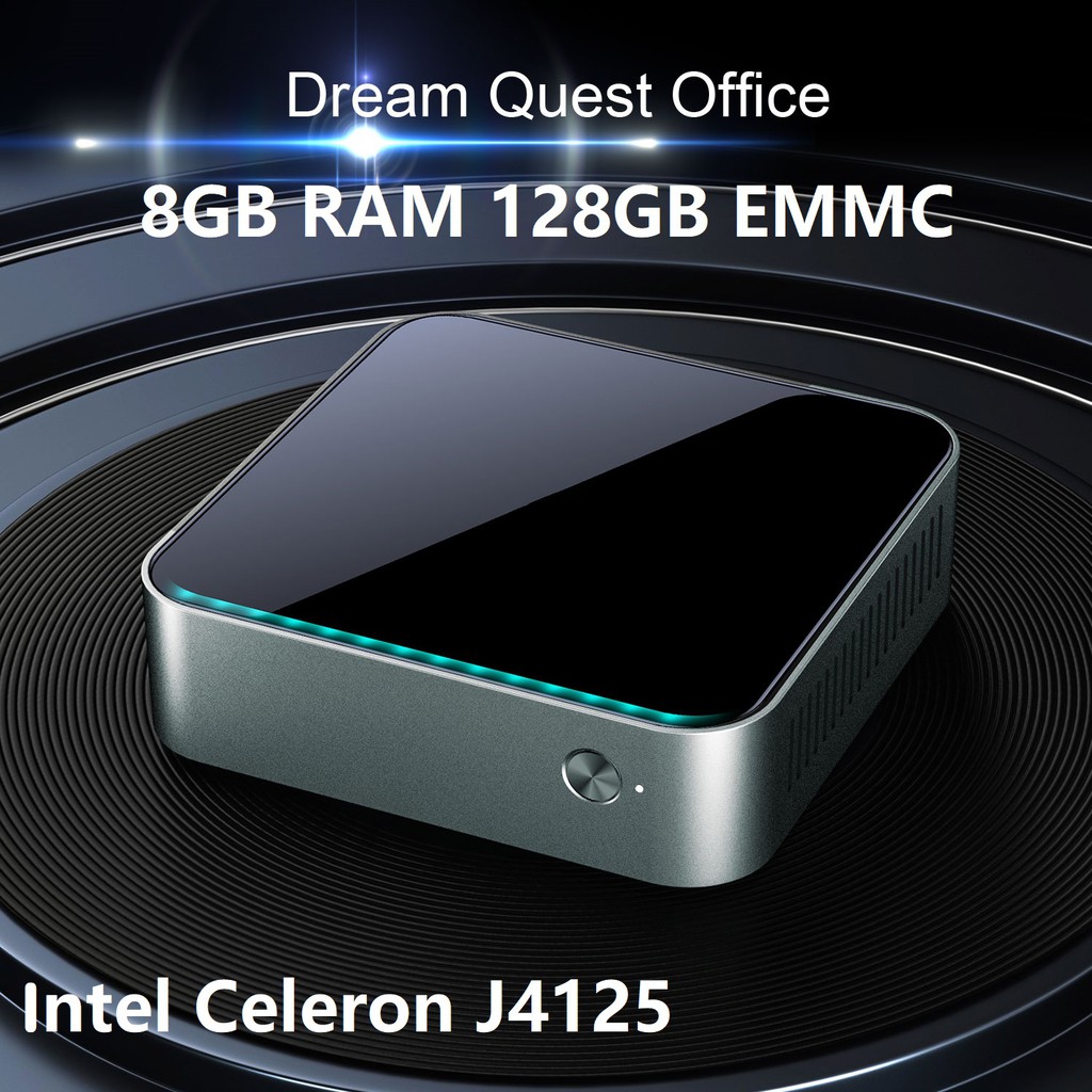 DreamQuest Office Mini PC Intel Celeron J4125 8GB RAM 128GB EMMC 4K
