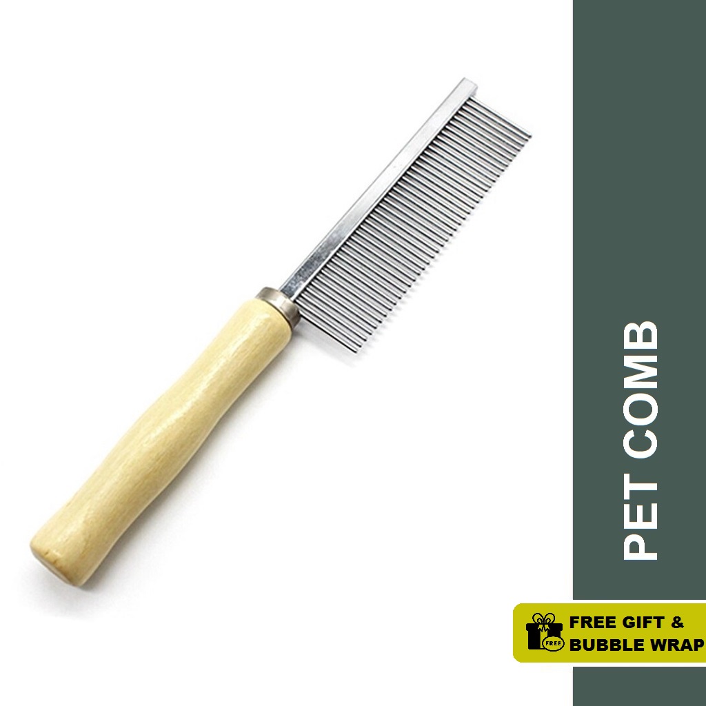 Single Sided Wooden Handle Pet Comb (9.5cm) | Shopee Malaysia