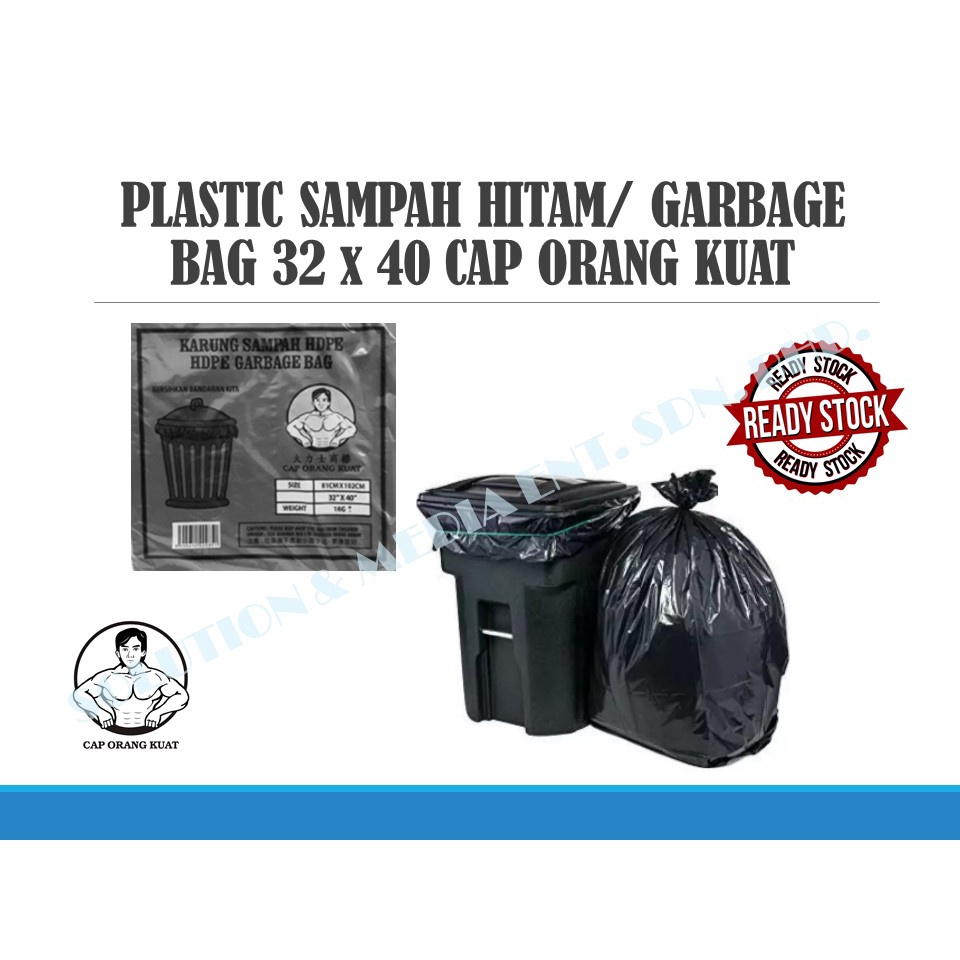 32 X 40 EXTRA THICK HEAVY DUTY GARBAGE BAG/PLASTIK SAMPAH HITAM TEBAL