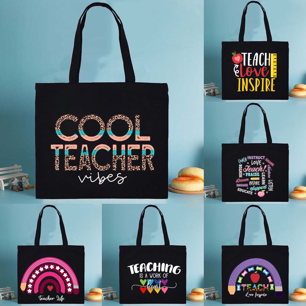 Teacher Tote Bag Fashion Canvas Shopping Bag for Teachers Teacher's Day — free download