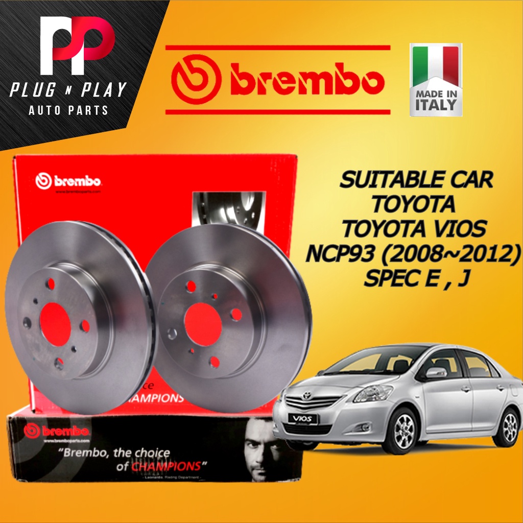 BREMBO TOYOTA VIOS NCP93 (20082012) SPEC E , J, FRONT (FW) (DEPAN)100 ORIGINAL BREMBO DISC
