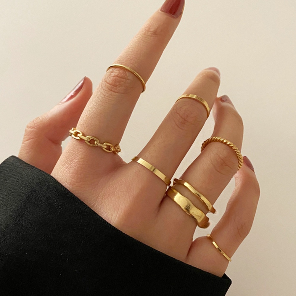 Buy  Fashion Gold Plated 7 Pieces/Set Multi Finger Rings For