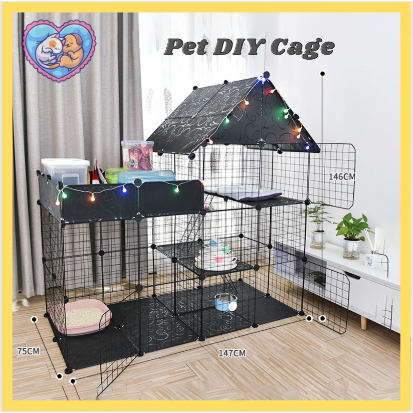 DIY Pet Cage Panel Fence Cats Rabbits Cats Iron Metal Grids Storage