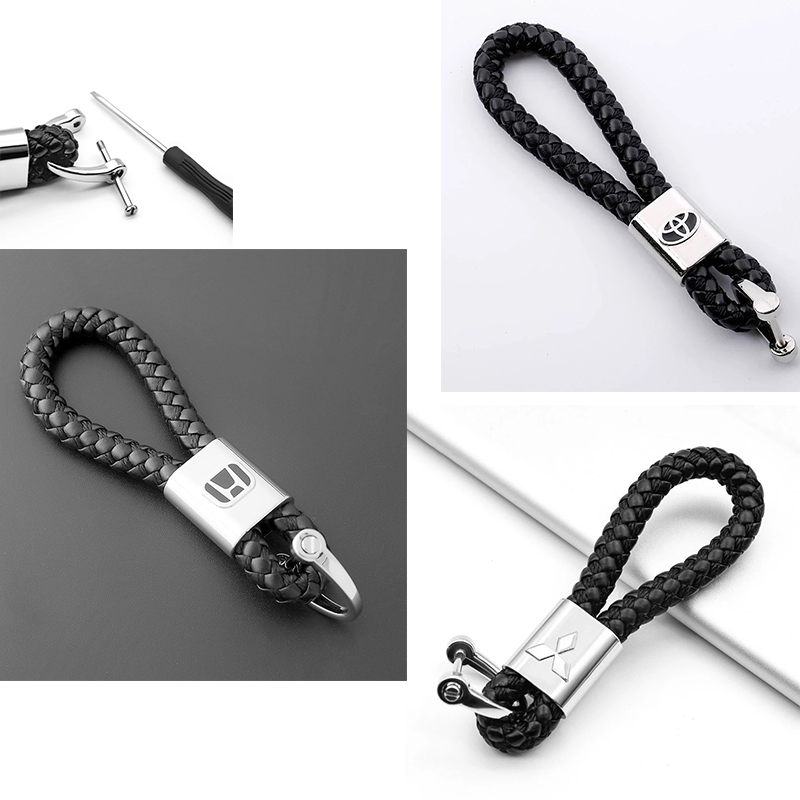 Leather Braided Rope Car Styling Keychain for Toyota Honda Mitsubishi ...