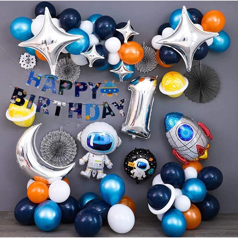 3D Astronaut Rocket Balloon Universe Outer Space Theme Birthday Party ...