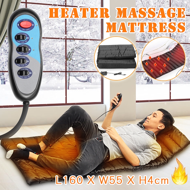 Electric Full Heated Back Neck Massager Remote Control Cushion Vibrator Massage Mat Mattress