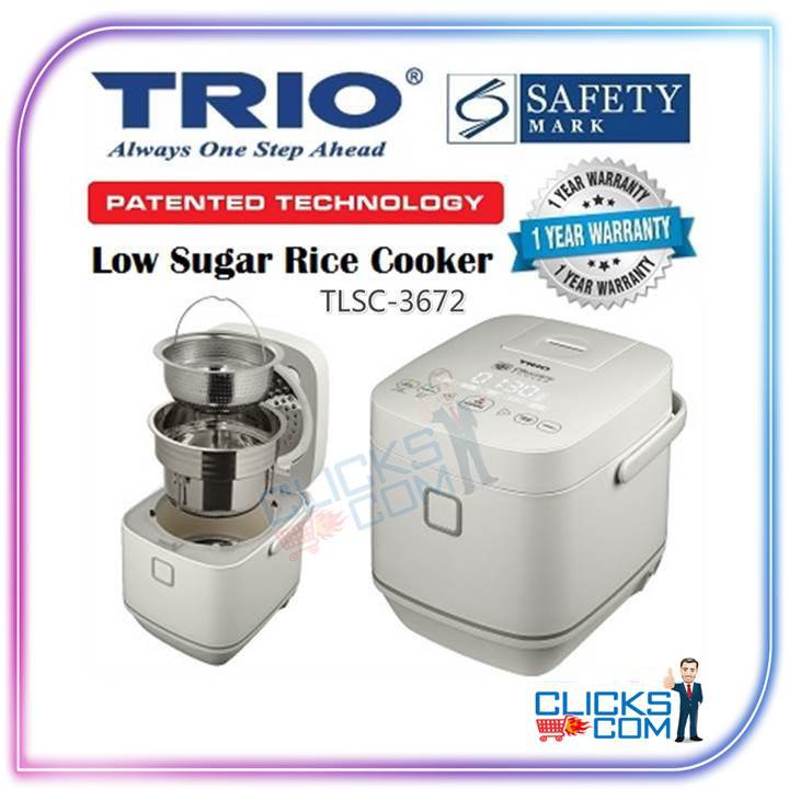 TRIO Low Sugar Rice Cooker TLSC-3672 [WHITE] | Shopee Malaysia