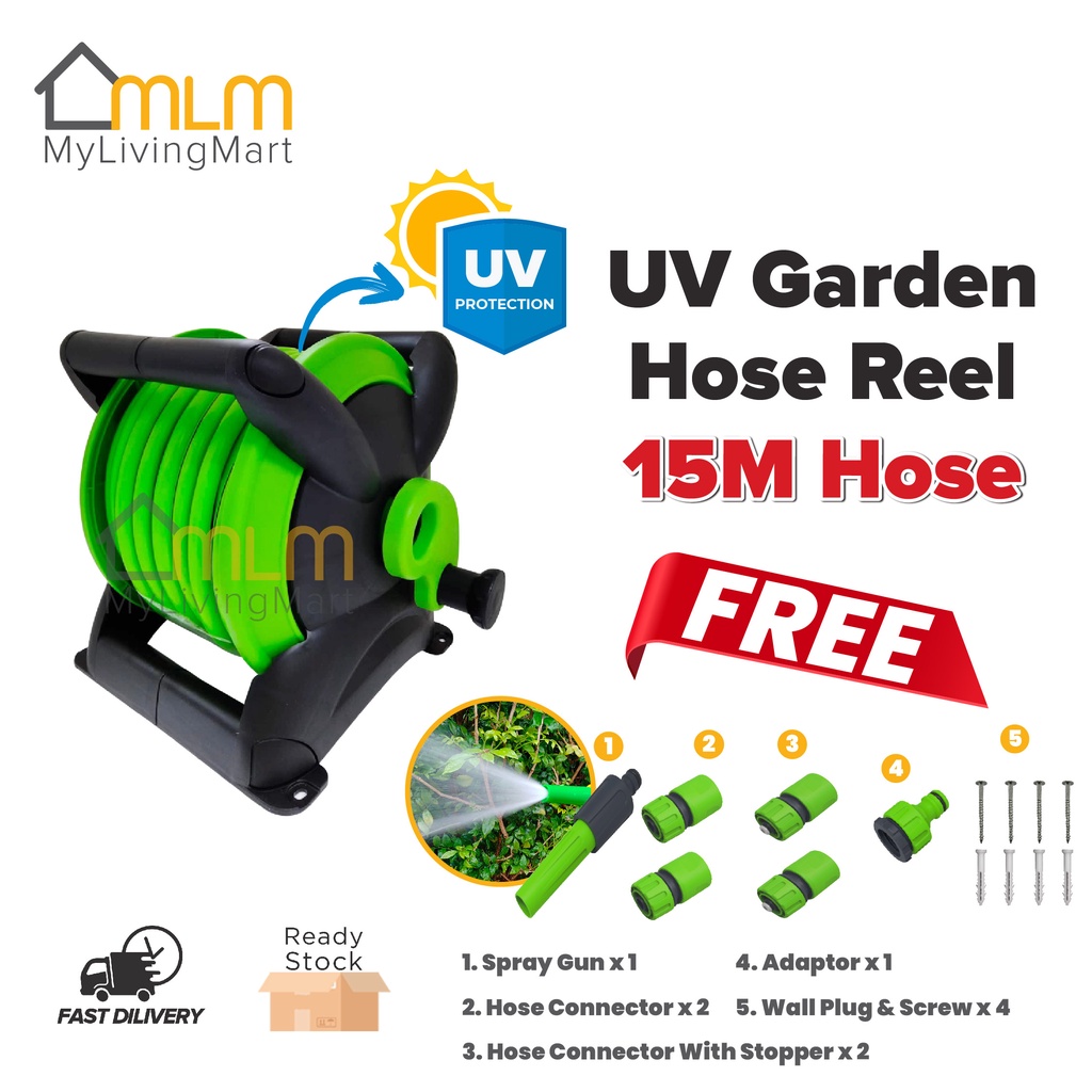 VIP Stackable Garden Hose Reel Set 20Meter 15Meter with wall mounting ...