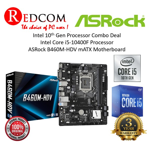 Intel Core 10th Gen I5 10400f Procesor With Asrock B460m Hdv Matx Motherboard Combo Deal 3746