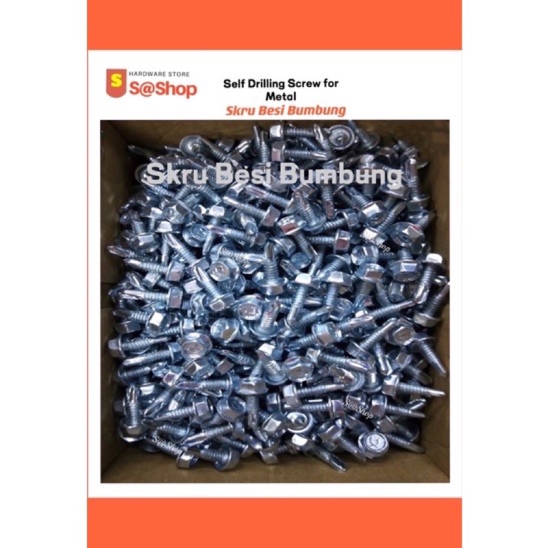 [500pcs Box] 10 X 5 8 3 4 1 Skru Besi Bumbung Atap Self