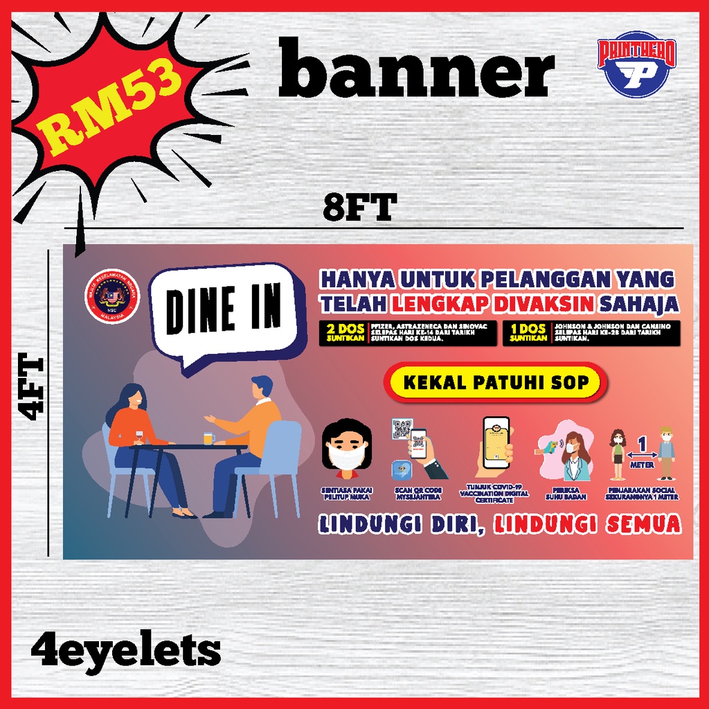 BANNER MCO SOP KEDAI DINE IN TERMASUK TALI 4 LUBANG | Shopee Malaysia