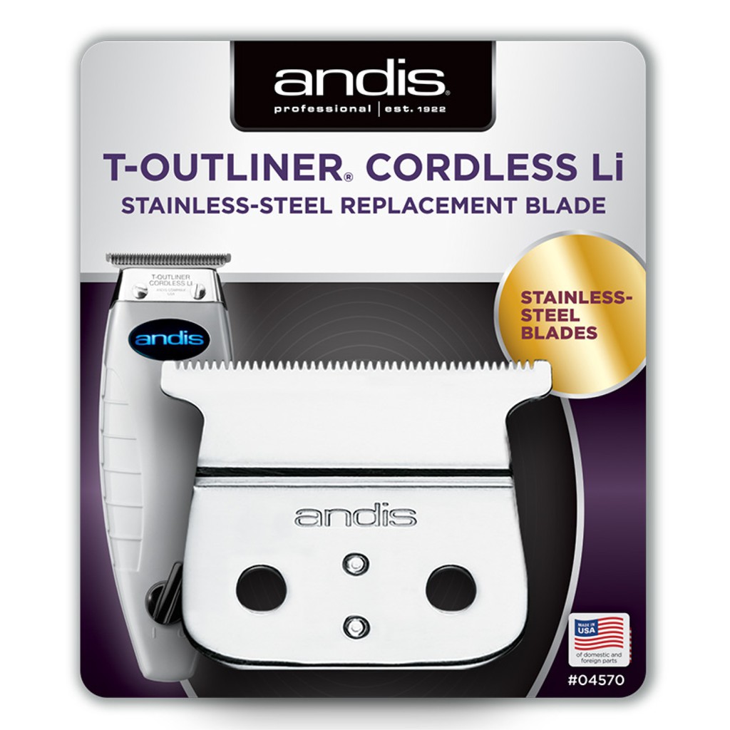 Andis Cordless T-Outliner Li Replacement Stainless Steel T-Blade 04570 ...