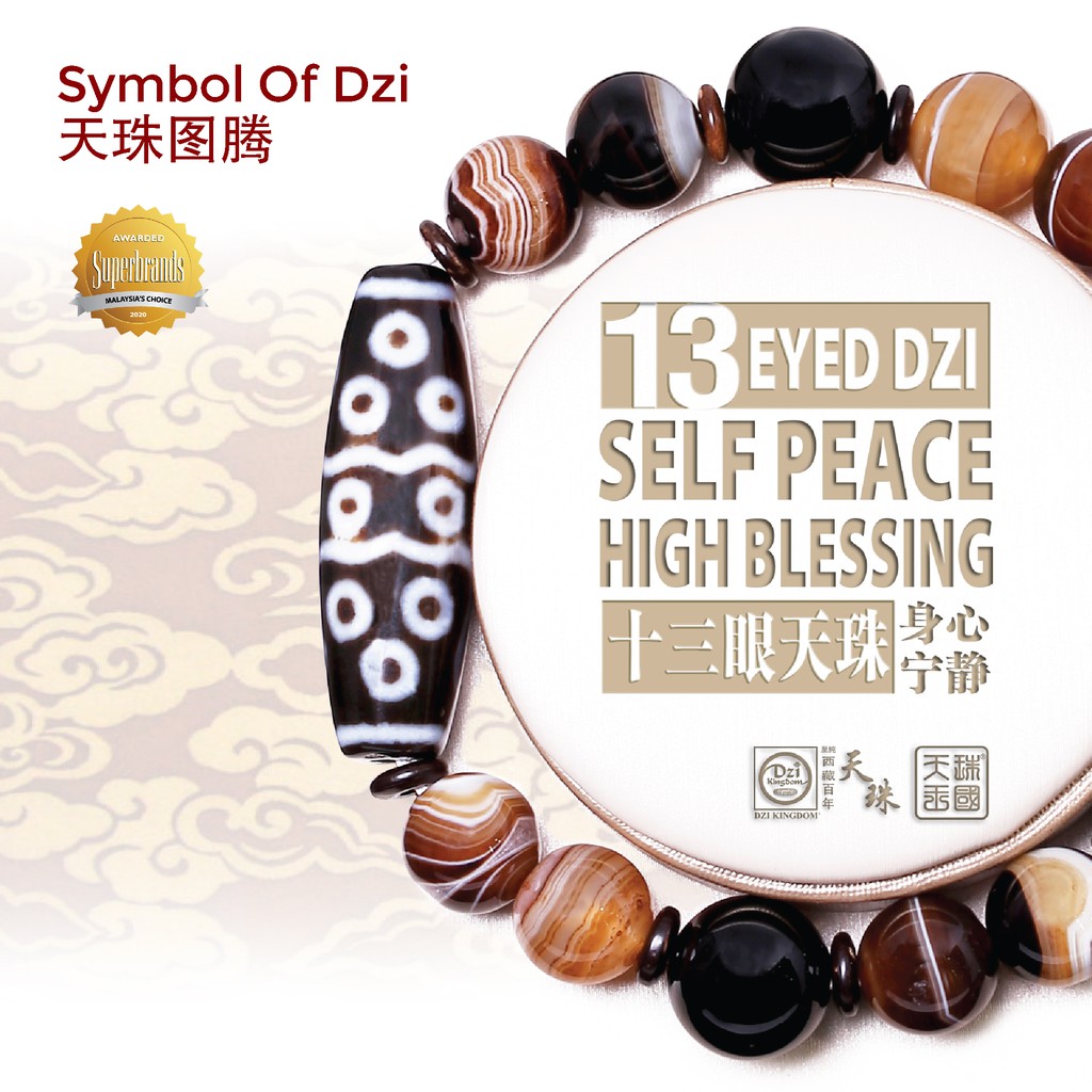 Dzi Kingdom 13 Eyed Dzi Self Peace High Blessing 十三眼天珠身心 