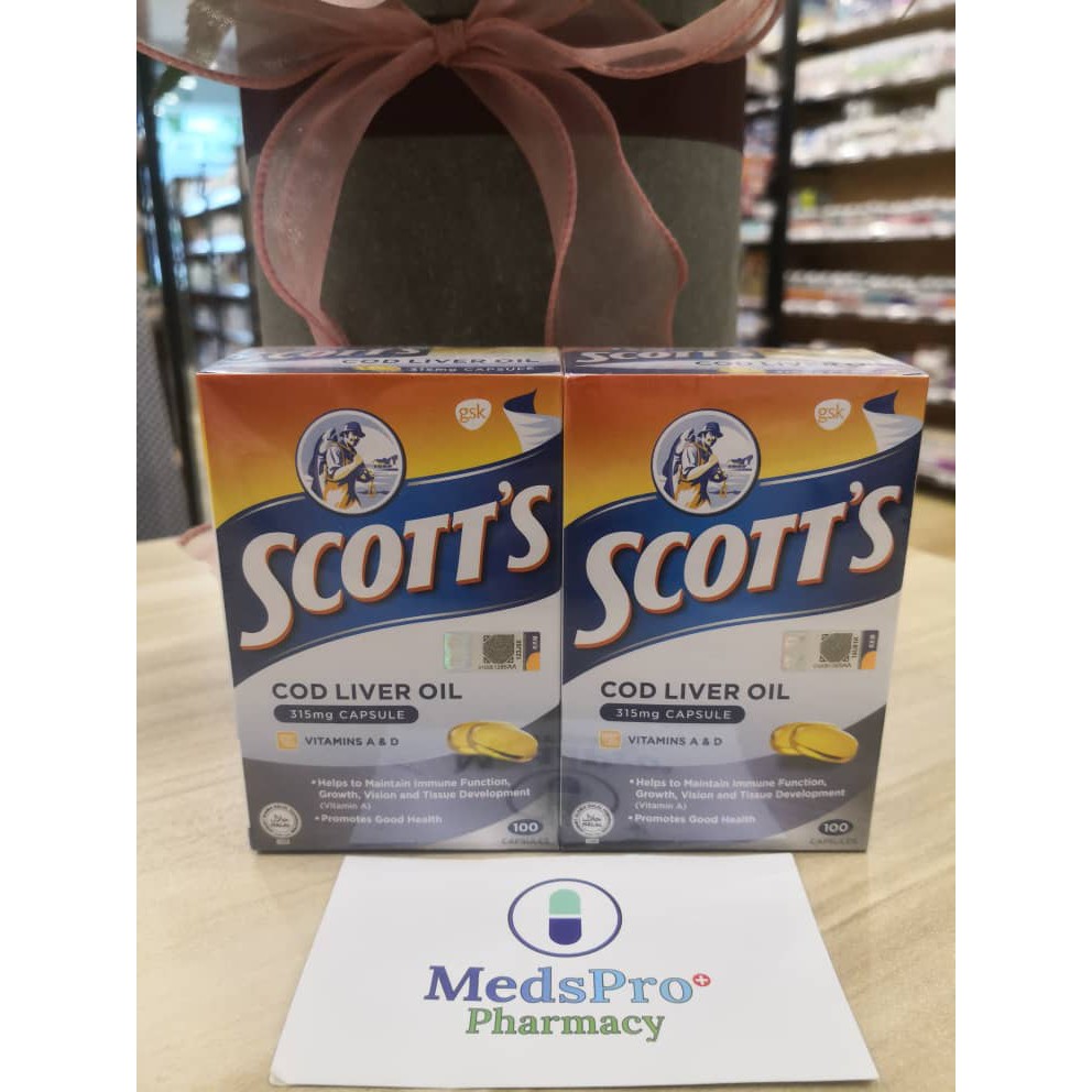 SCOTT'S COD LIVER OIL 315MG VITAMIN A & D 100'SX2(EXP 31/8/25) | Shopee ...