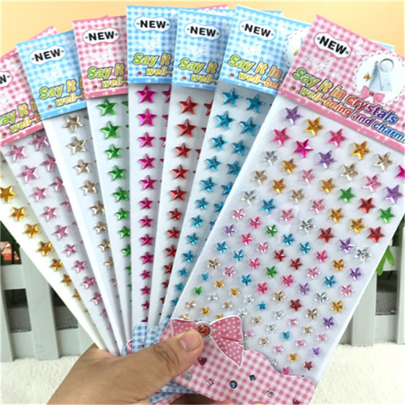 Different sizes 10 colors Crystal Acrylic Five-pointed star Stickers ...