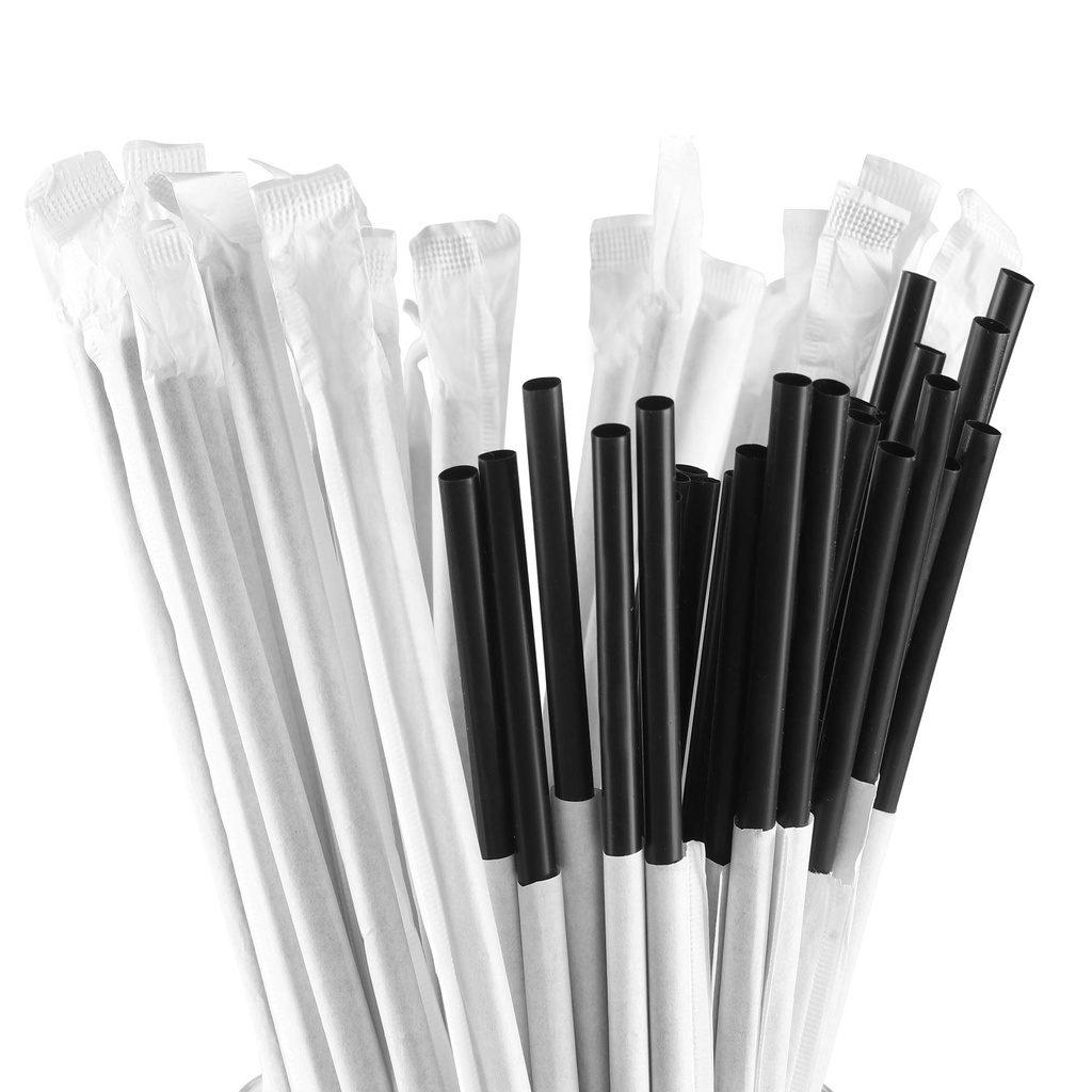 Disposable Plastic Straw 250 Pieces Per Pack Black Straw With Wrapper