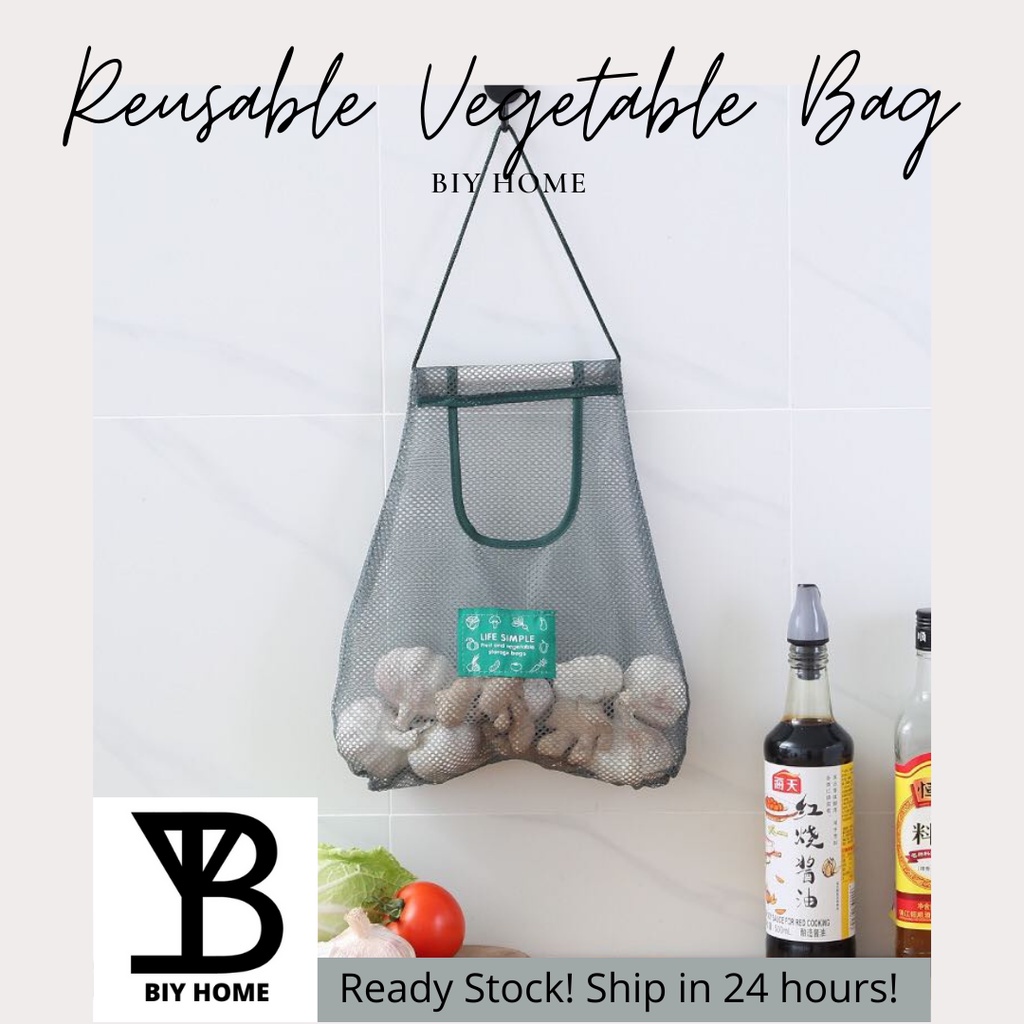 BIY Home Mesh Reusable Vegetable Bag Onion Garlic Storage Bag Portable