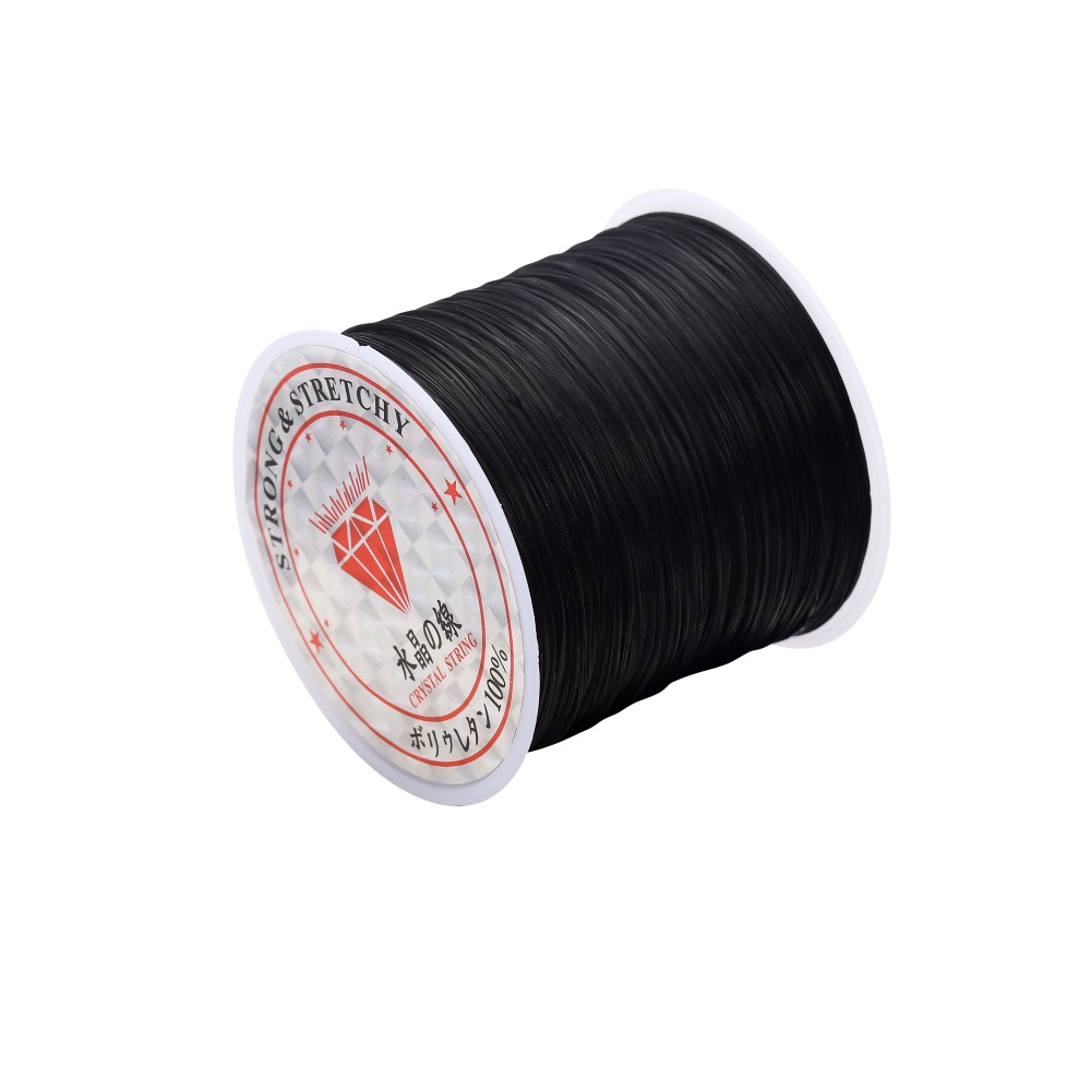 45m Black Round Elastic Stretch Cord 1.5mm – Nylon DIY Jewelry Making Thread For Beading And Craft Projects