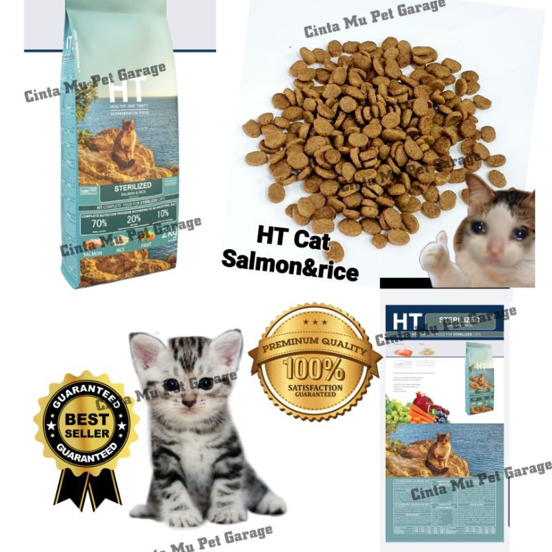 HT Sterilized salmon rice flavour 10kg makanan kucing cat food