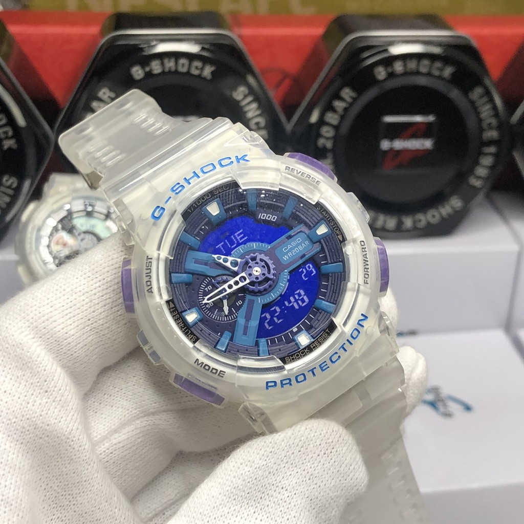 G Shock GA110 Jelly Blue Autolight G shock Jelly Transparent G shock Analog Jam g shock men watch GA 110 g shock biru Shopee Malaysia