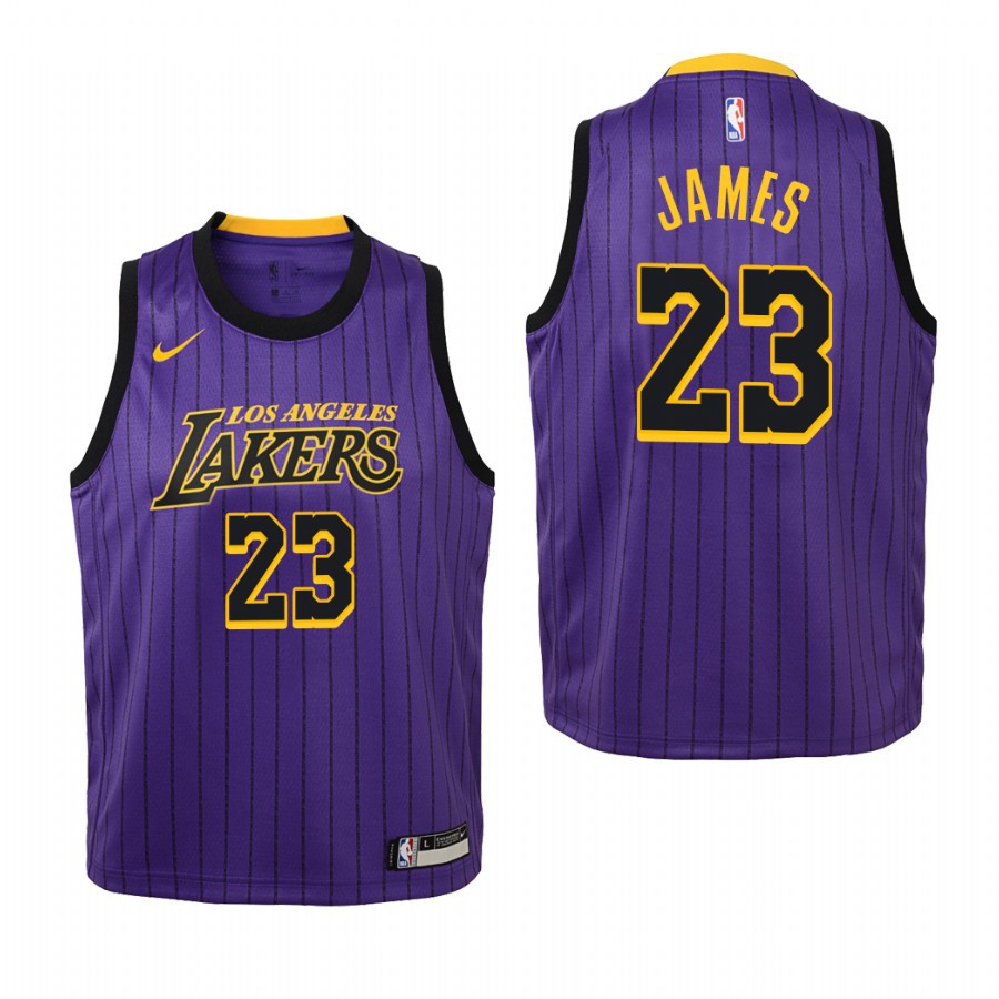 LeBron James Los Angeles Lakers Men's #23 Striped Jersey - Blue 936271-230