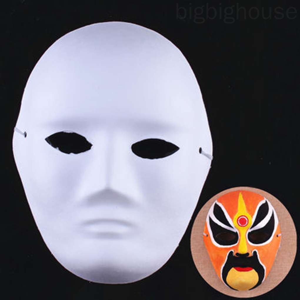 DIY White Mask Halloween White Plain Paper Full Face Opera Masquerade ...