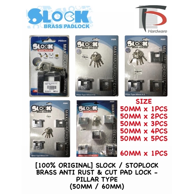 [100% ORIGINAL] SLOCK / STOPLOCK BRASS ANTI RUST & CUT PAD LOCK ...