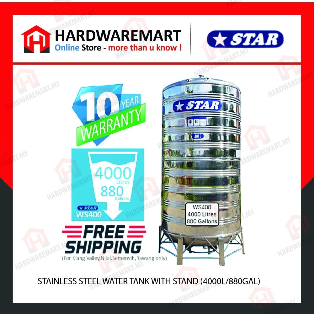 Star WS400 Stainless Steel Water Tank with stand (4000L/880gal ...