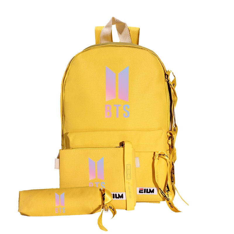 READY STOCK 3 IN 1 BTS Backpack Set Canvas School Student Galas Sekolah Bag Women Handbag Sling Beg Pen Case Travel Sh