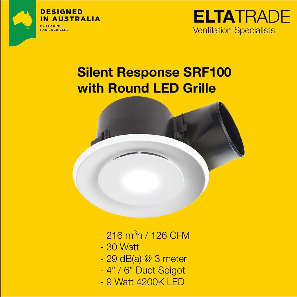 ELTA TRADE SRF100 Silent 4" Ceiling Air Ventilation Fan / Exhaust Fan