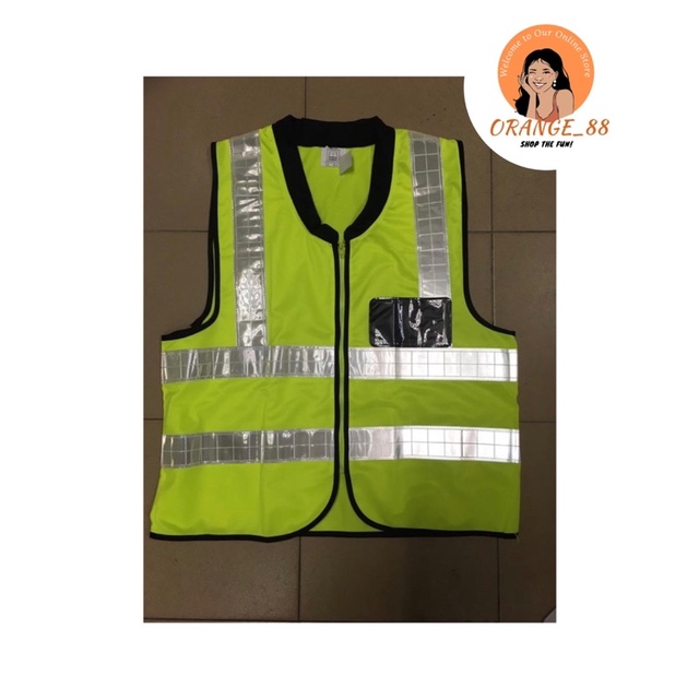 Safety Vest with Collar & Zipper and Reflective Tape / Baju Keselamatan