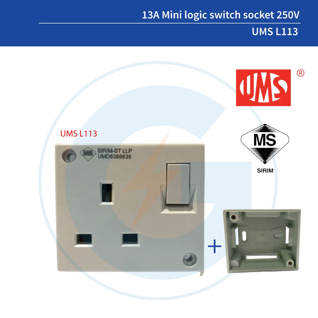 UMS L113 -13A Mini logic switch socket 250V + PVC NUT BOX | Shopee Malaysia