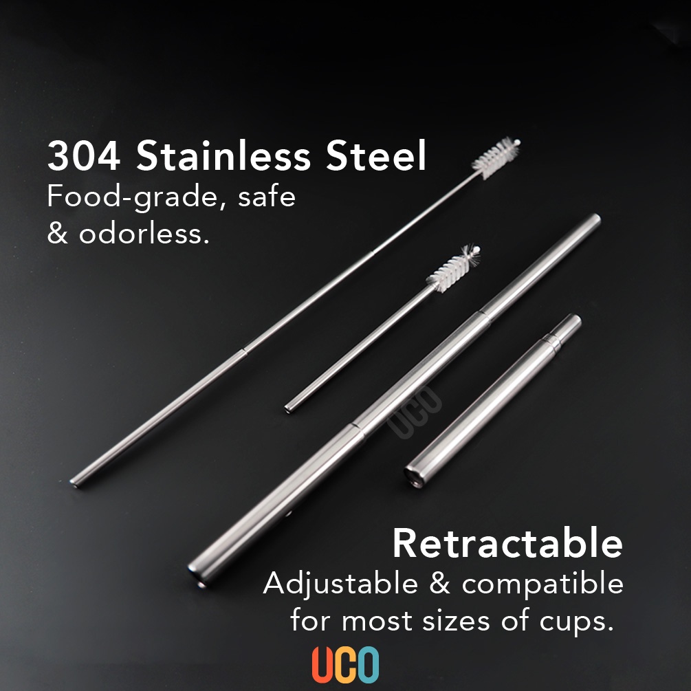 304 stainless steel telescopic straws with aluminum alloy storage