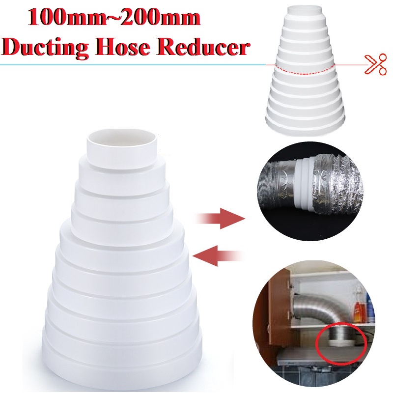 80mm to 200mm Flexible CONVERTER / REDUCER for Duct Hose Cap Pipe