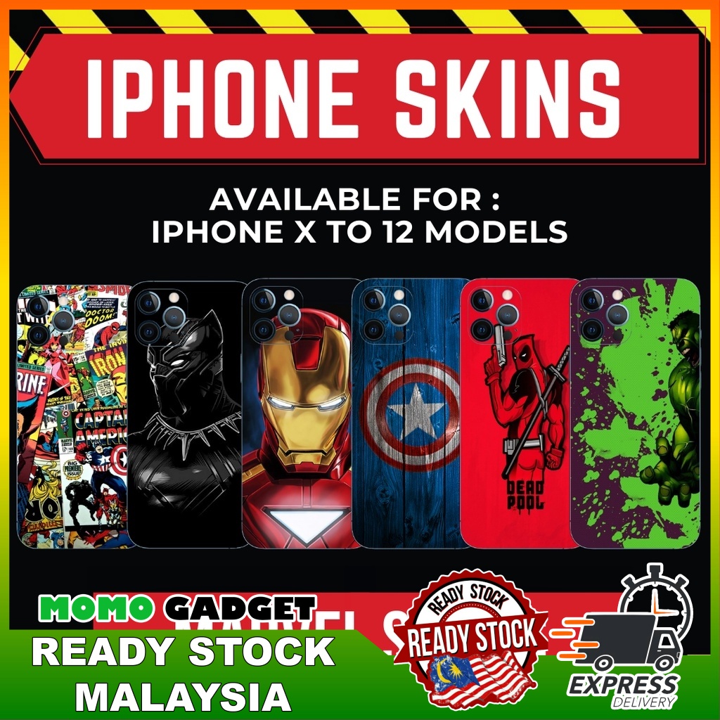 [Free Gift] MARVEL Custom Wrap Sticker iPhone 11 12 Pro Max X XR XS Max ...