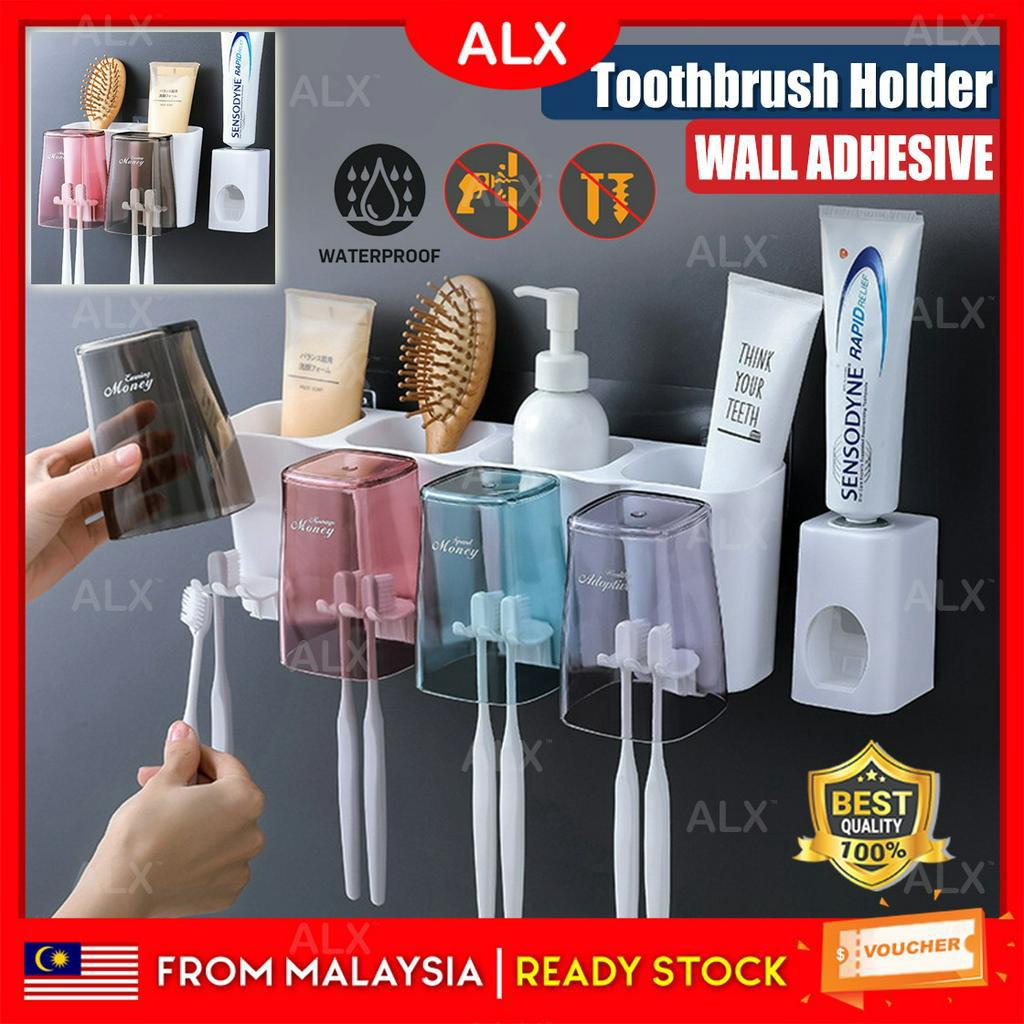 ALX 2/4 Cups Wall Mounted Toothbrush Holder Wash Hanging Cup Toilet ...
