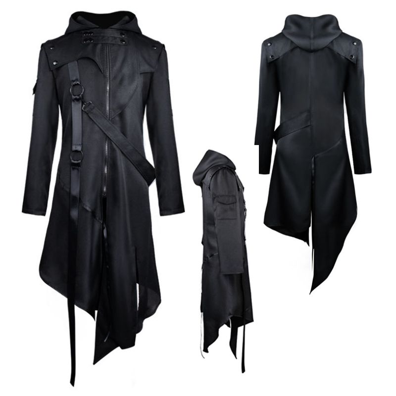 Men Gothic Jacket Swallow-Tail Coat Cosplay Costume Halloween Long ...