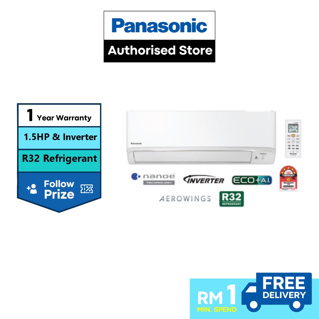 PANASONIC CSXPU13XKH (1.5HP) AIR CONDITIONER XDELUXE INVERTER R32 CS