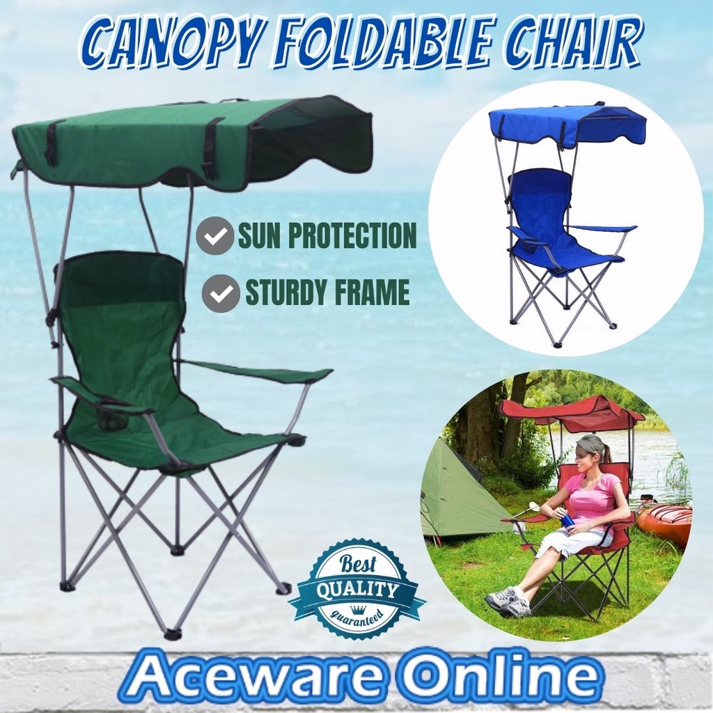 Foldable Chair Canopy Folding Camping Chair Outdoor Fishing Chairs Portable  Beach Chair Kerusi Lipat Kerusi Camping