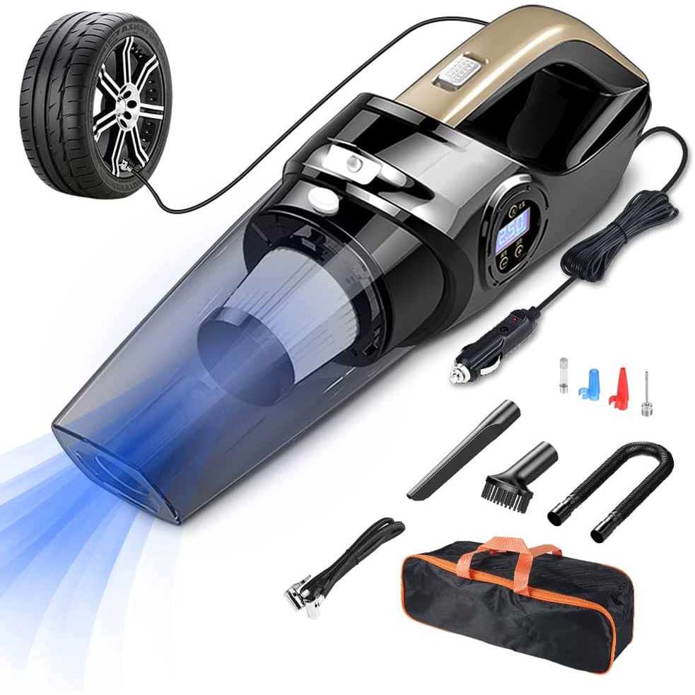 Car Vacuum Cleaner 4 in 1 Tire Inflator Portable Air Compressor
