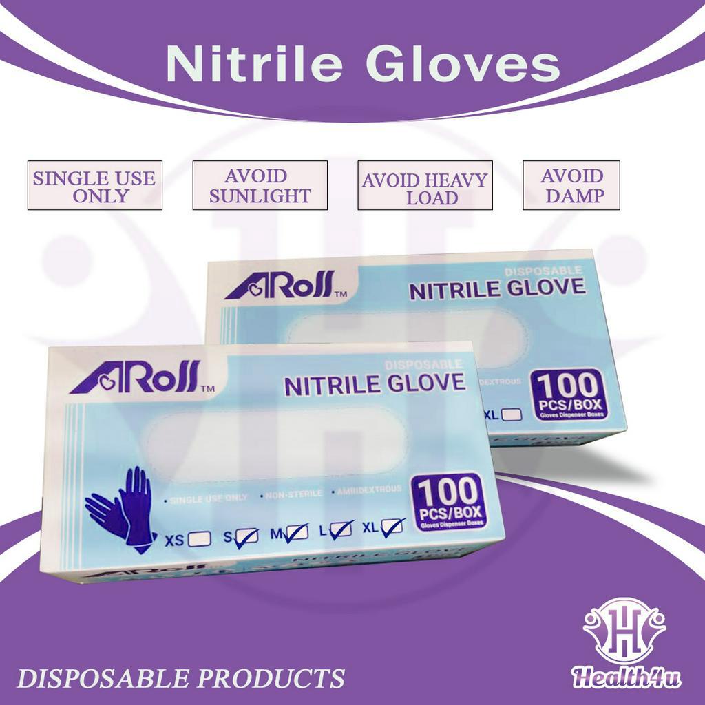 AROSS Disposable Nitrile Gloves (100pcs/box) | Shopee Malaysia