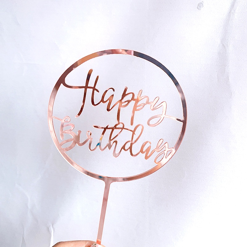 Acrylic Happy Birthday Cake Topper Rose Gold Cake Topper For Kids ...