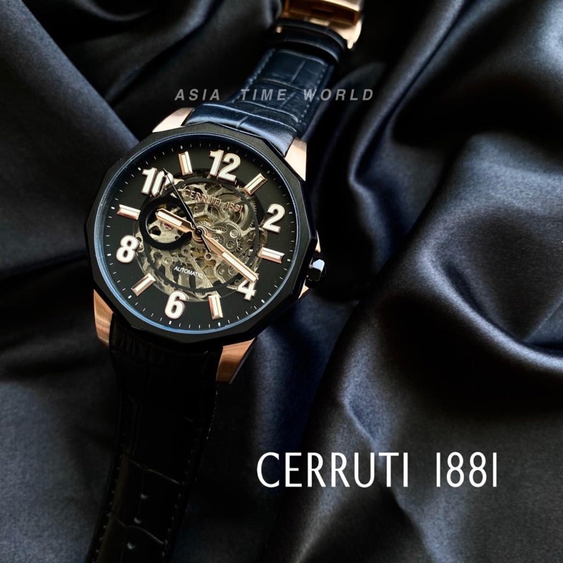 Cerruti 1881 black discount leather automatic chronograph watch