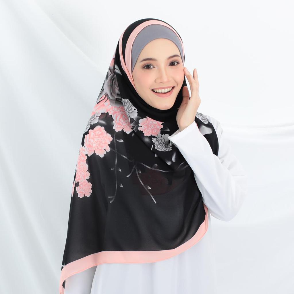 T.L Printed Shawl Chiffon Inner Hermes | Hijab | Tudung Bawal | Tudung ...