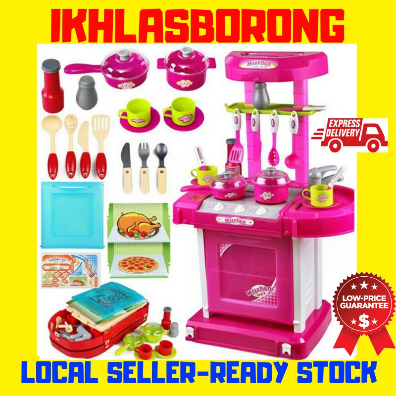 Pretend Kitchen Play Set Spraying Mist Steam Cooking Scene Masak Masak