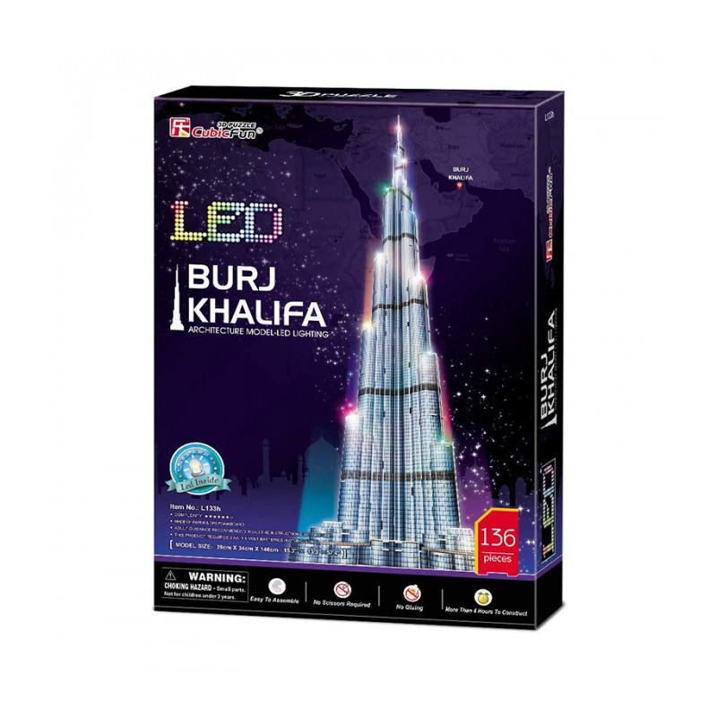 CubicFun LED 3D Puzzle 136 Pieces Burj Khalifa Shopee Malaysia