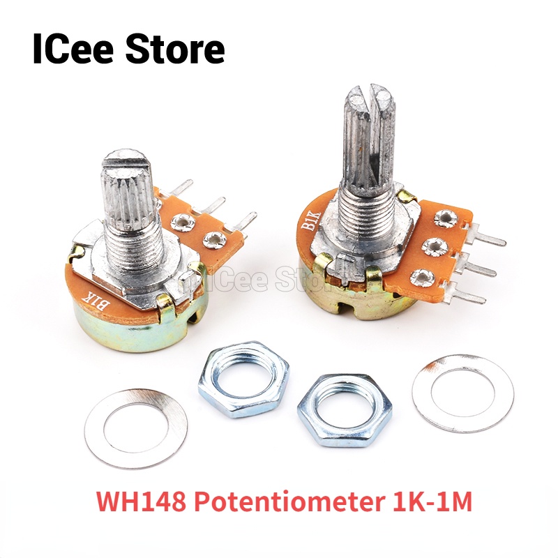 5Pcs WH148 Potentiometer B Type 3Pin 15mm Shaft with Nuts and Washers ...