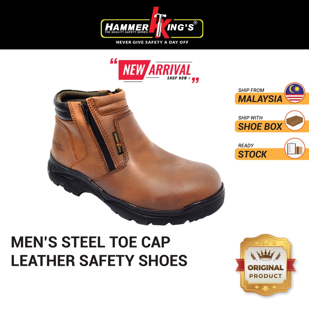 Hammer King's HK 13013 Industry Steel Toe Cap Leather Safety Shoe Kasut ...