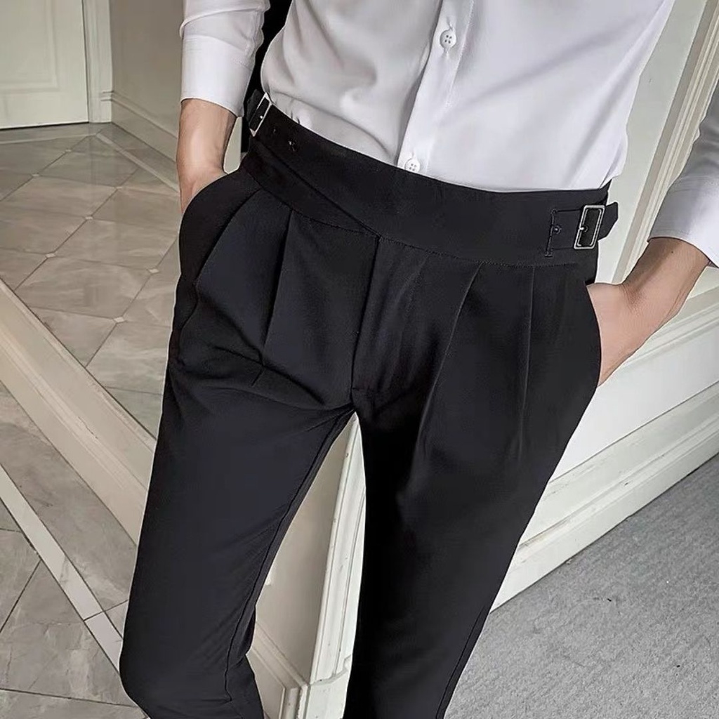 Men's Black And Gray Pants Mix 2 Side Belts High-End New Model, Belt ...