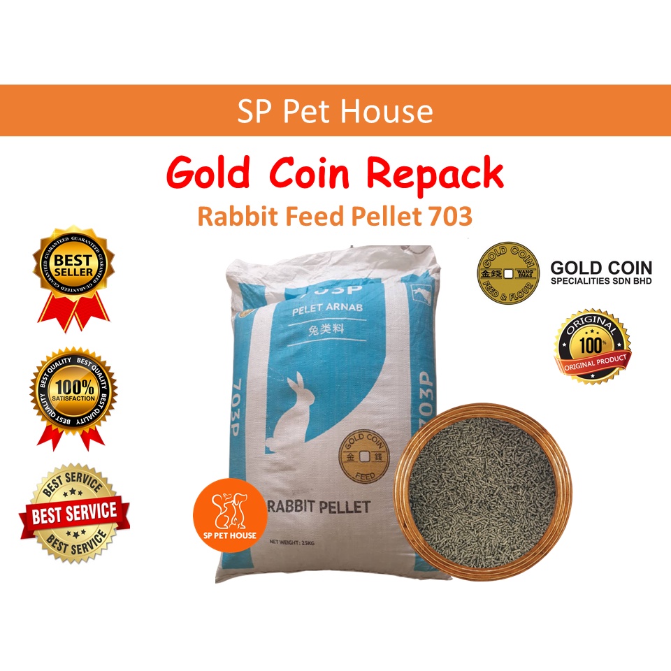 *REPACK 1KG* GOLD COIN[703P] Premium Rabbit Food Pellet / Makanan ...